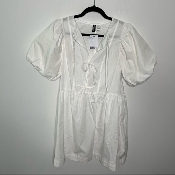 H&M Tie Front Balloon Sleeve Dress S - Picture 2 of 6